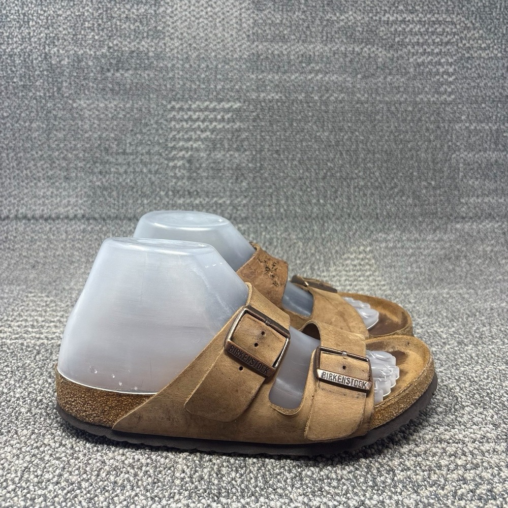 Birkenstock Arizona Womens 38 Brown Leather Two Strap Cork Sandals Distressed